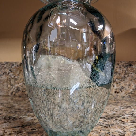 Recycled Glass Vase - Turquoise Green Blue Tint - Wide Opening - Made In… - Picture 8 of 13